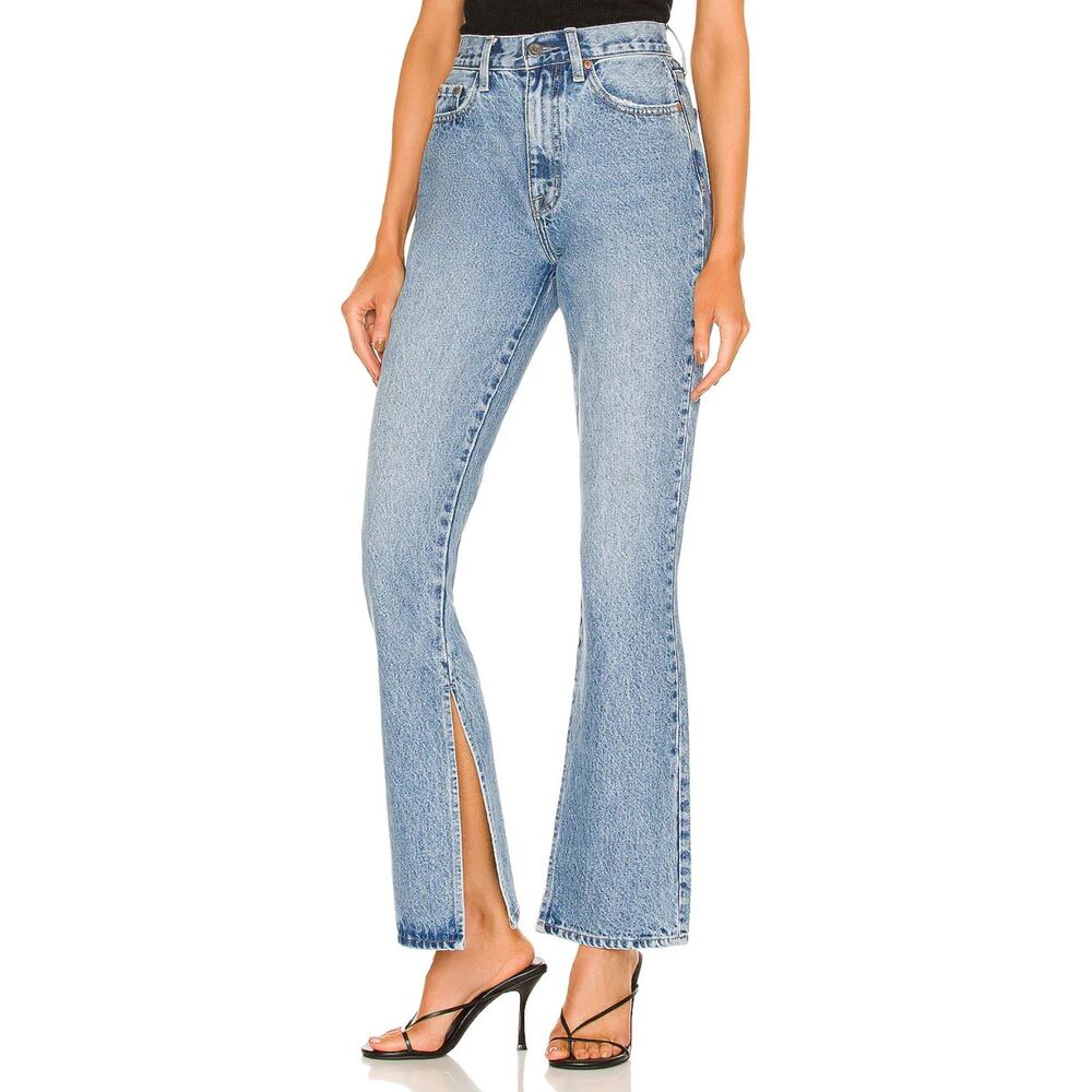 Pistola Alexa High Rise Slim Flare With Slit Jeans US 29 Blue Denim Split Hem